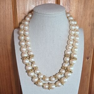 Richelieu Vintage Two Strand Faux Pearl Necklace